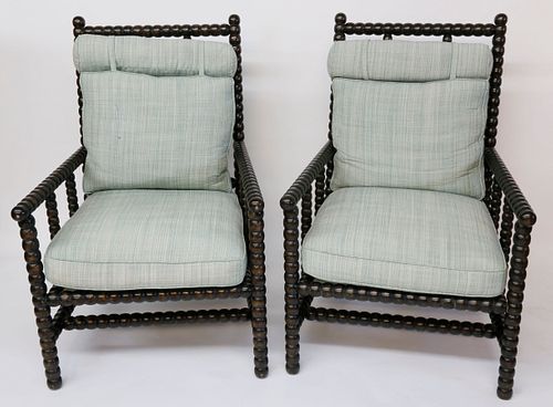 PAIR OF ANTIQUE ENGLISH UPHOLSTERED