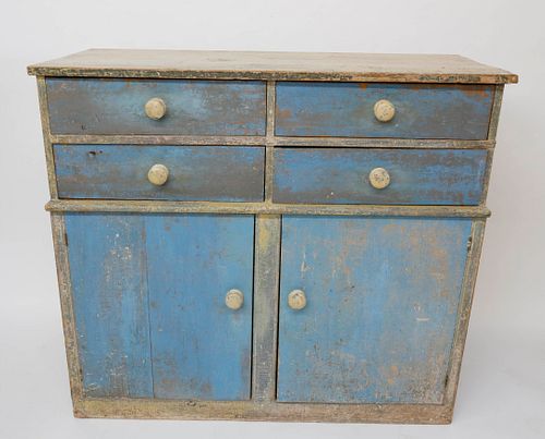 AMERICAN COUNTRY BLUE PAINTED CUPBOARD,