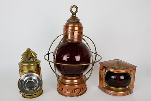 GROUP OF THREE BRASS AND COPPER