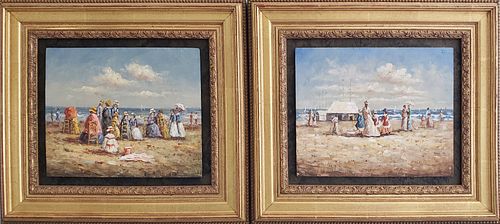 TWO DECORATIVE OIL ON BOARD PAINTINGS  37e60c