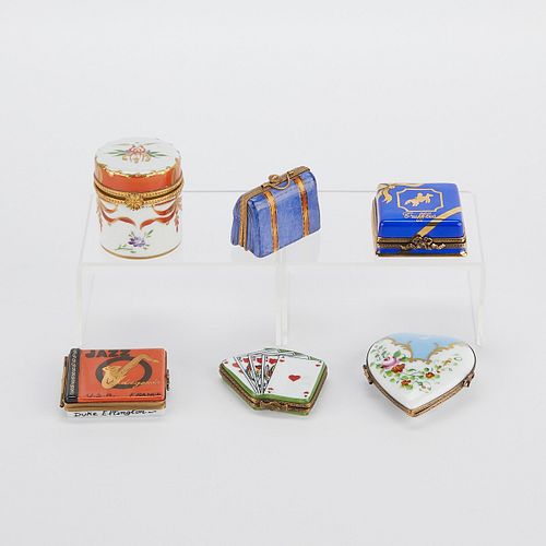 6 PORCELAIN LIMOGES TRINKET BOXESLimoges,