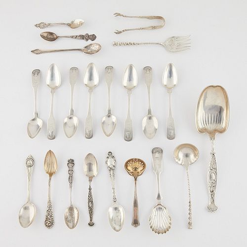 GROUP OF 12 STERLING & SILVER FLATWAREGroup
