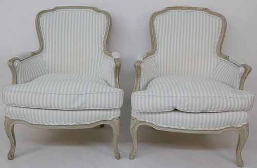 PAIR OF LOUIS XV UPHOLSTERED FAUTEUILS,