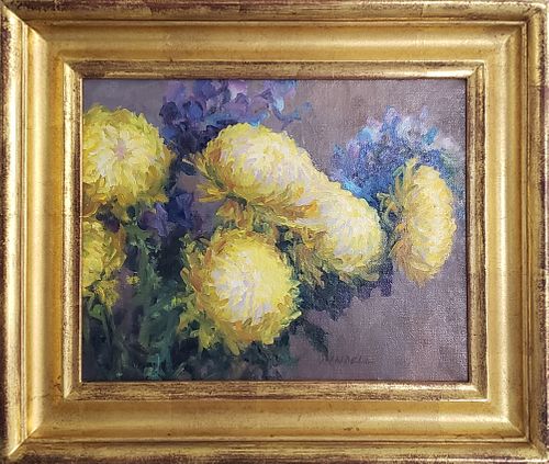 PAMELA PINDELL OIL ON CANVAS "CHRYSANTHEMUM