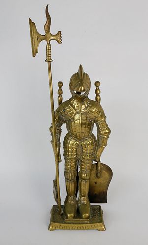 BRASS KNIGHT IN SUIT OF ARMOR FIREPLACE