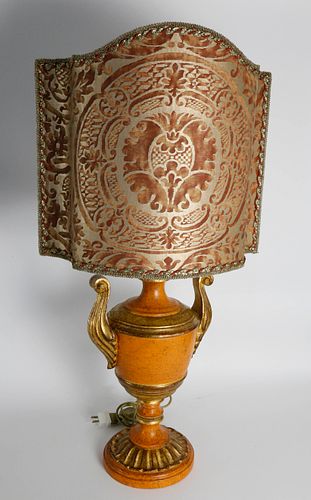CARVED AND GILT WOOD PAINTED URN FORM