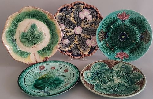 5 ANTIQUE MAJOLICA PLATES5 Antique Majolica