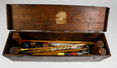 ANTIQUE BOXED CROQUET SETAntique 37e7a3