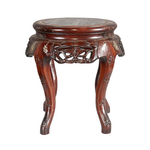 CHINESE EXPORT HARDWOOD STOOL W/