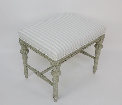 LOUIS XIV STYLE UPHOLSTERED STOOL,
