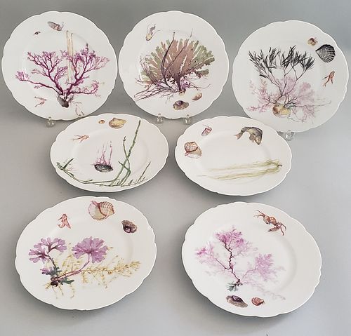 SET OF 7 HAVILAND LIMOGES SEAWEED