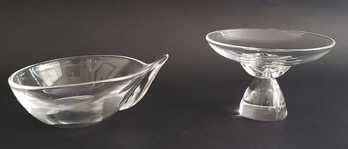 SIGNED STEUBEN CLEAR CRYSTAL SERVING 37e7fa