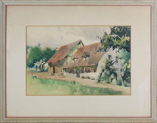 WATERCOLOR ON PAPER ENGLISH COTTAGE Watercolor 37e858