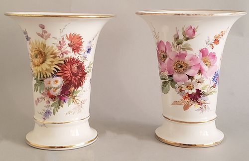 PAIR OF MEISSEN FLORAL DECORATED