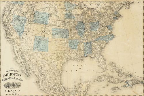 AN ANTIQUE MAP, NEW RAILROAD MAP OF