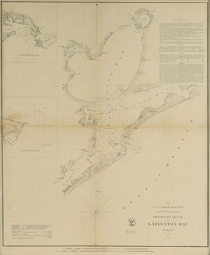 AN ANTIQUE SURVEY MAP, "U.S. COAST