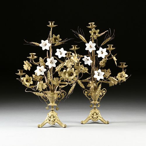 A PAIR OF ECCLESIASTICAL MILK GLASS 3810a0