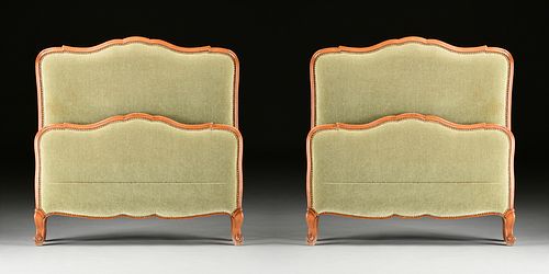 A PAIR OF LOUIS XV STYLE MOHAIR