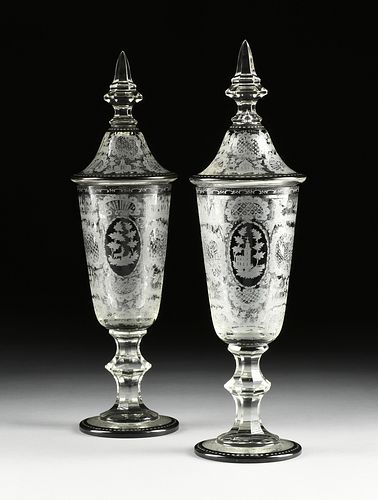 A PAIR OF BOHEMIAN CUT AND ETCHED 381121