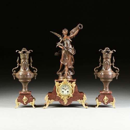 A THREE PIECE BELLE POQUE SPELTER 381142