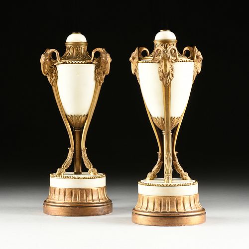 A PAIR OF LOUIS XVI STYLE GILT BRONZE