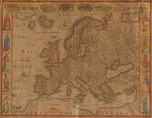 AN ANTIQUE MAP, "EUROPE (EVROP),"
