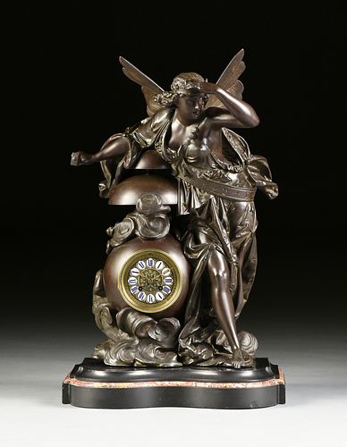 AN ALLEGORICAL PATINATED SPELTER