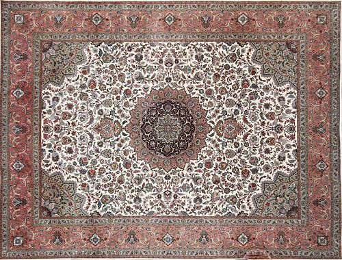 A LARGE TABRIZ COLORFULLY WOVEN