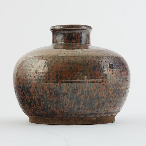 EARLY JAPANESE CERAMIC LOW VASE