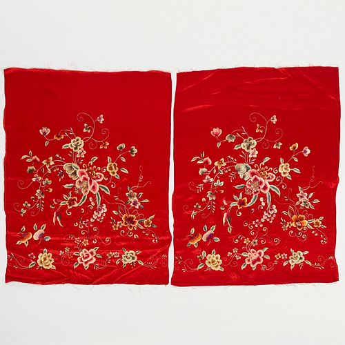TWO CHINESE EMBROIDERY SILK PANELS 3812b1