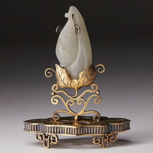 CHINESE WHITE JADE CARVING SILVER 3812d5