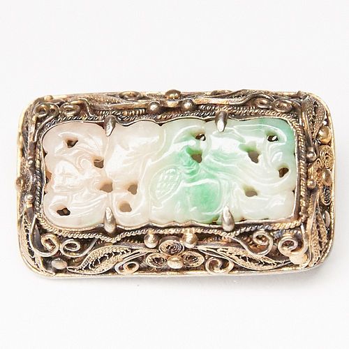 CHINESE SILVER AND JADE PINChinese 3812d6