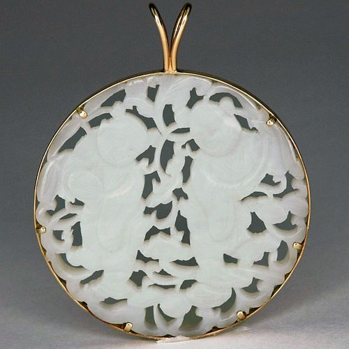 CHINESE 19TH C GOLD MOUNTED JADE 3812d7