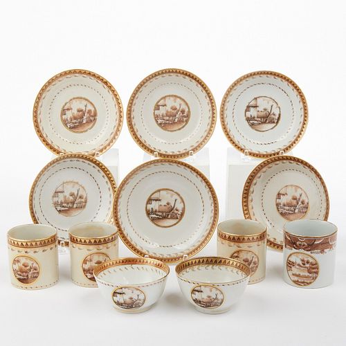 SET CHINESE EXPORT PORCELAIN SEPIA 3812ee