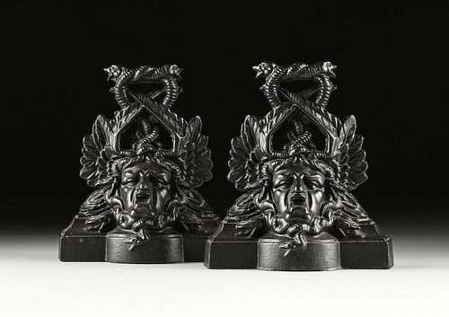 A PAIR OF VICTORIAN CAST IRON MEDUSA 38131b