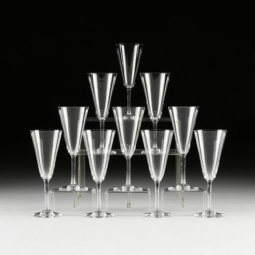 A SET OF TEN BACCARAT CRYSTAL CHAMPAGNE 381350