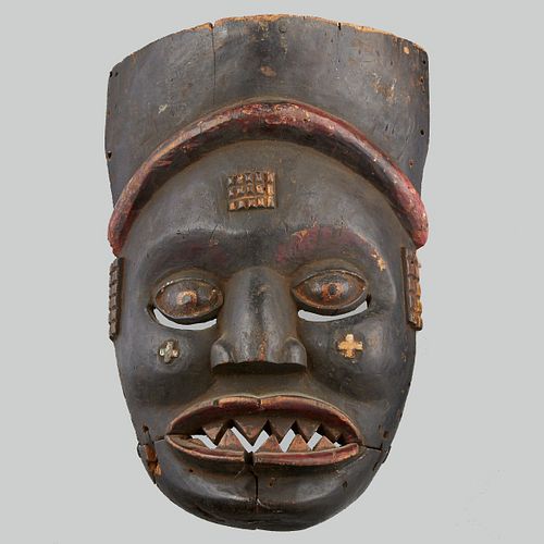 AFRICAN MASK WITH CROSS SIGNS POSSIBLY