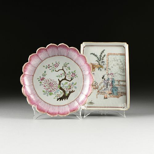 TWO QING DYNASTY FAMILLE ROSE ENAMELED