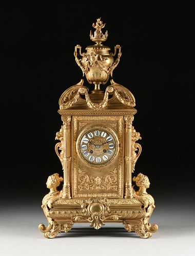 A BAROQUE REVIVAL GILT BRONZE MANTLE