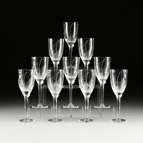 A SET OF TEN LALIQUE "ANGE" CRYSTAL