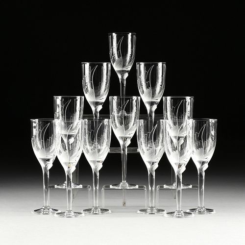 A SET OF TWELVE LALIQUE ETCHED 381467