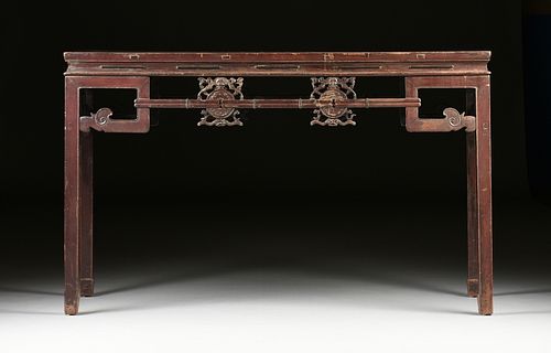 A CHINESE CARVED WOOD ALTAR TABLE,