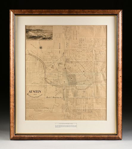 AN ANTIQUE MAP, "AUSTIN AND SURROUNDING