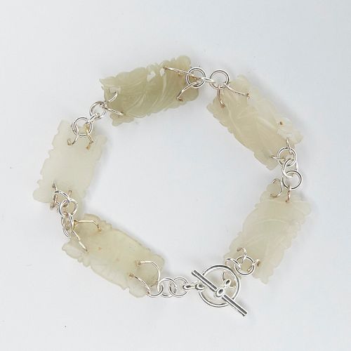 BRACELET W CHINESE JADE CARVINGSHandmade 3815ea