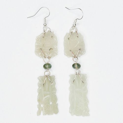 PAIR OF CHINESE JADE AND STERLING 381609