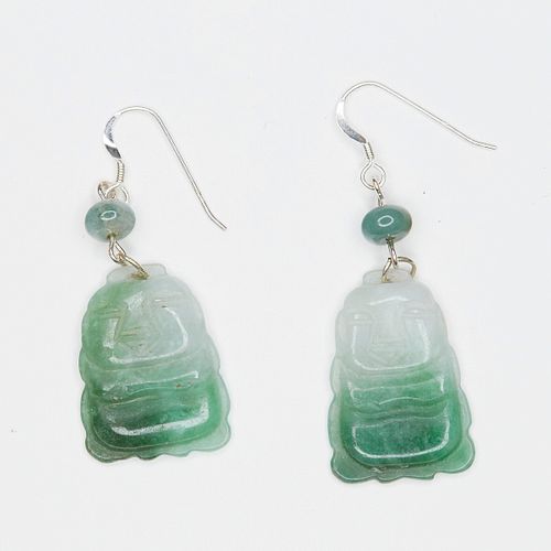 PAIR OF CHINESE JADE AND STERLING 38160b