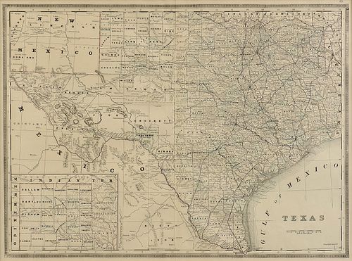 A VINTAGE MAP, "TEXAS," CIRCA 1890,A