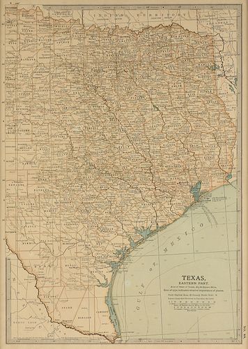 AN ANTIQUE MAP TEXAS EASTERN 38165c