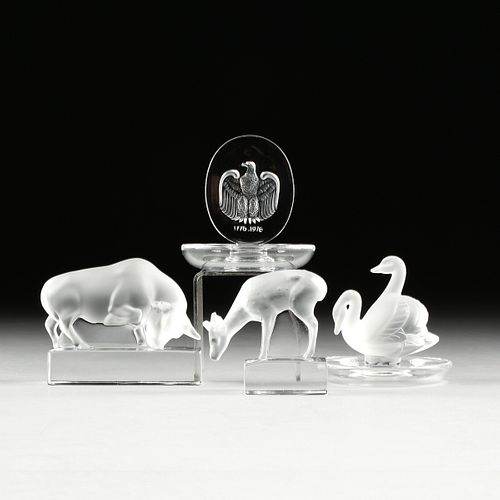 A GROUP OF FOUR LALIQUE CLEAR FROSTED 381674