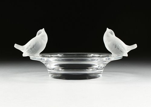 A LALIQUE FROSTED AND CLEAR TWO 38168e